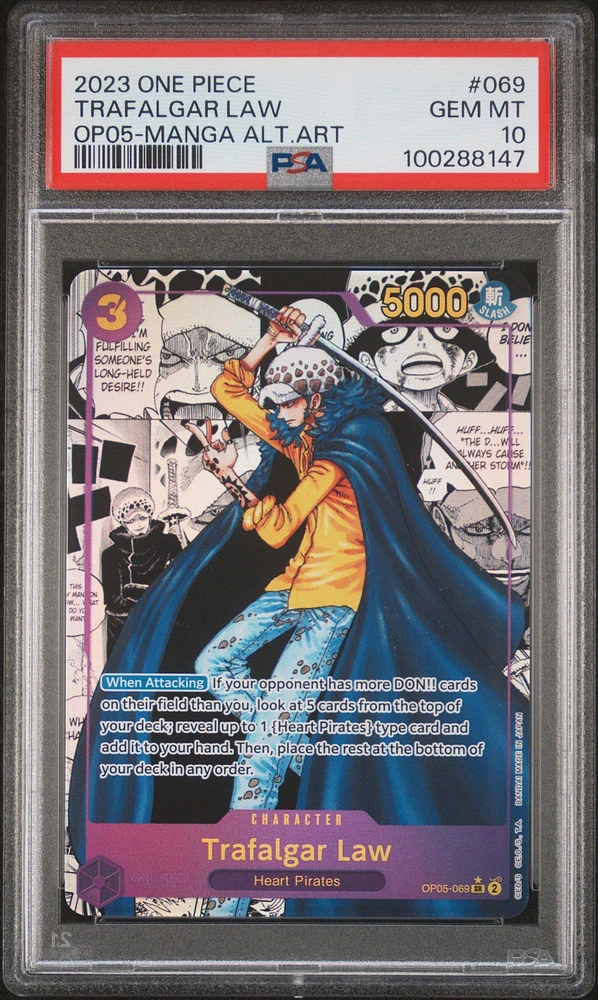 2023 One Piece Awakening Of The New Era 069 Trafalgar Law Manga Alternate Art PSA 10