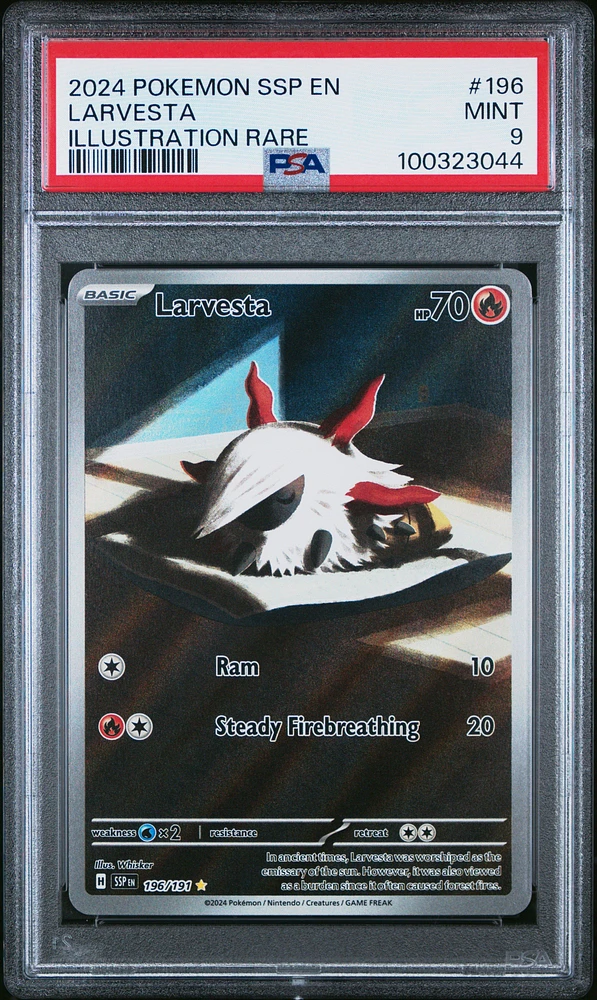 2024 Pokemon Ssp En-surging Sparks 196 Larvesta Illustration Rare PSA