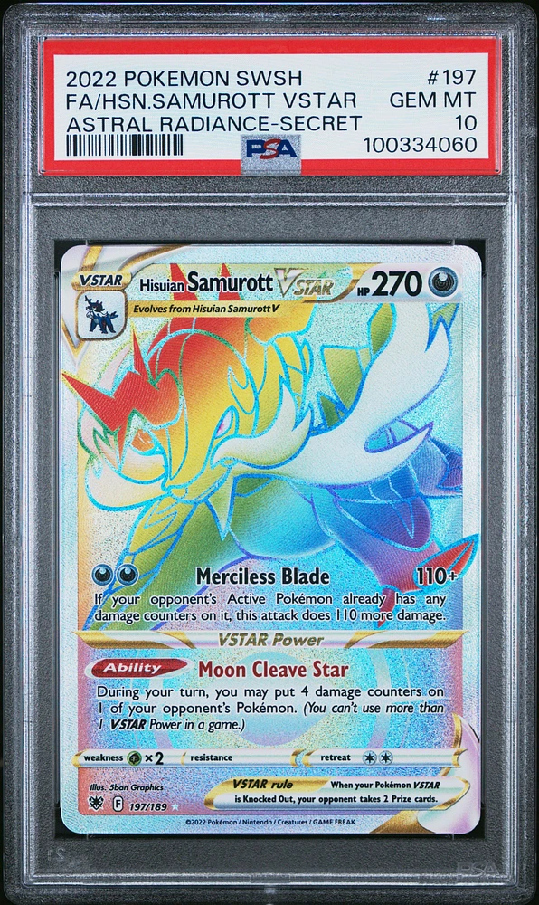 2022 Pokemon Sword & Shield Astral Radiance Full Art/hisuian Samurott Vstar Secret PSA