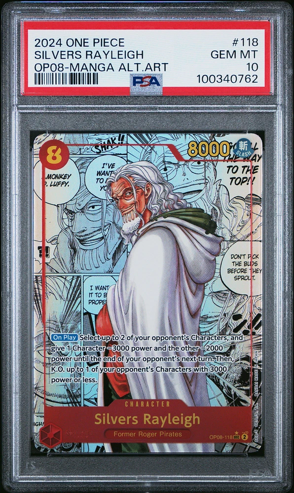 2024 One Piece Two Legends 118 Silvers Rayleigh Manga Alternate Art PSA 10