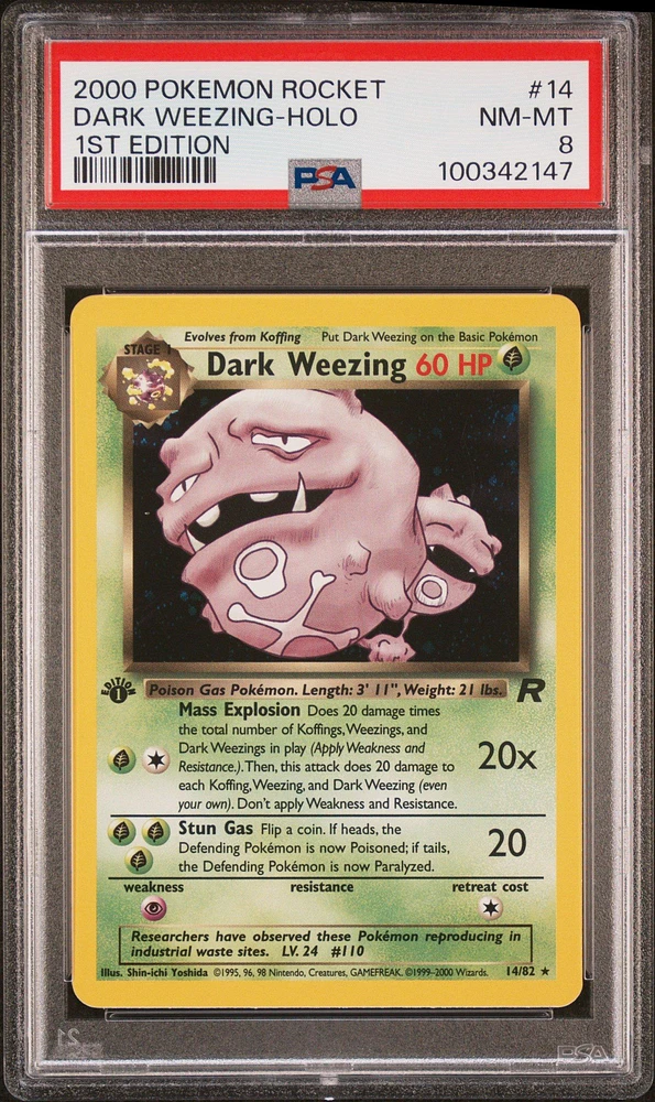 2000 Pokemon Rocket 14 Dark Weezing-holo 1st Edition PSA