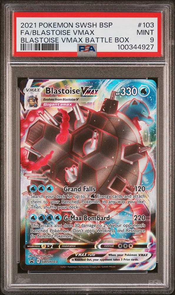 2021 Pokemon Swsh Black Star Promo 103 Full Art/blastoise Vmax Blastoise Vmax Battle Box PSA