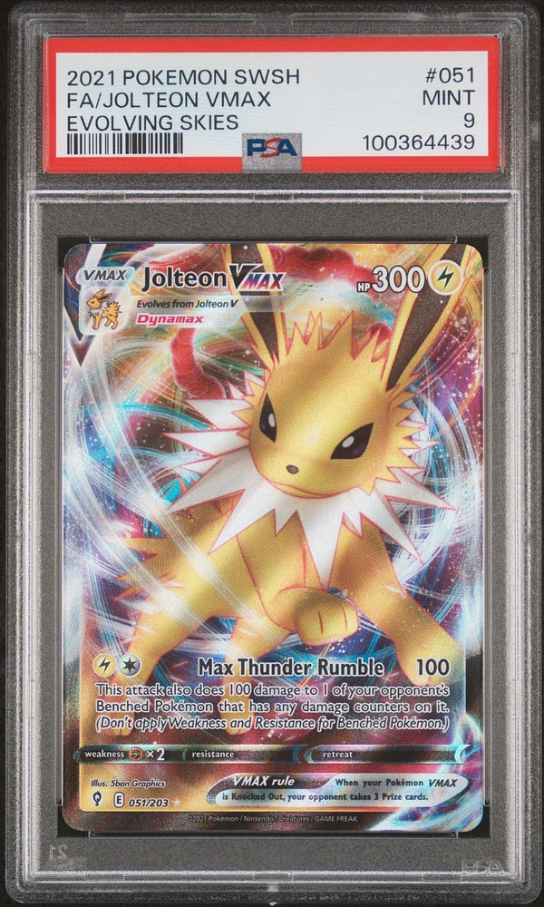 2021 Pokemon Sword & Shield Evolving Skies 051 Full Art/jolteon Vmax PSA
