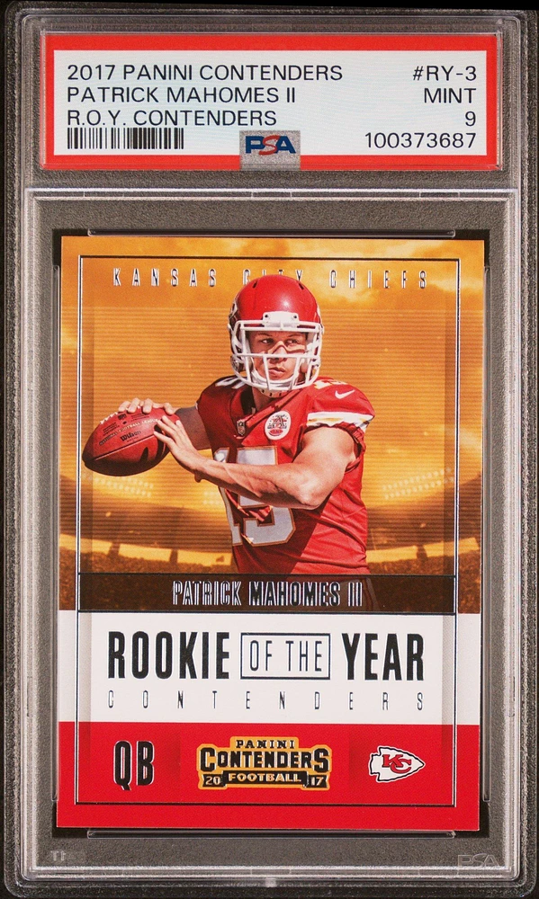 2017 Panini Contenders Rookie Of The Year Contenders Ry-3 Patrick Mahomes Ii PSA 9