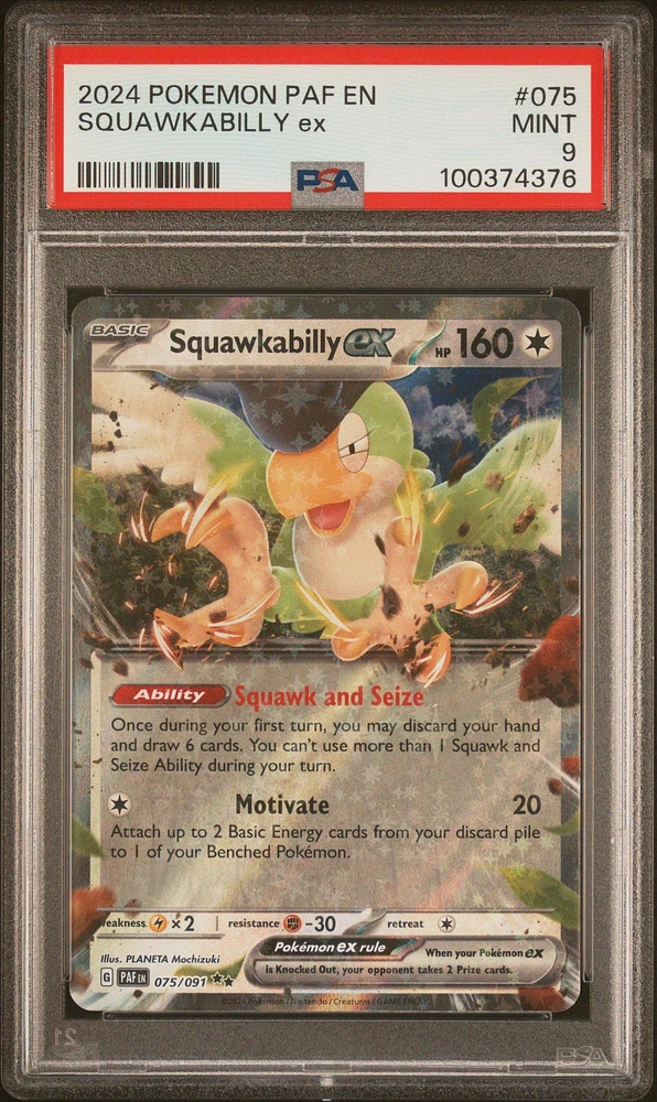 2024 Pokemon Paf En-paldean Fates 075 Squawkabilly Ex PSA 9