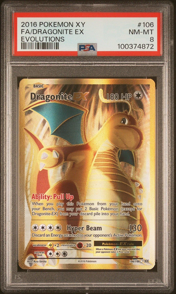 2016 Pokemon Xy Evolutions 106 Full Art/dragonite Ex PSA