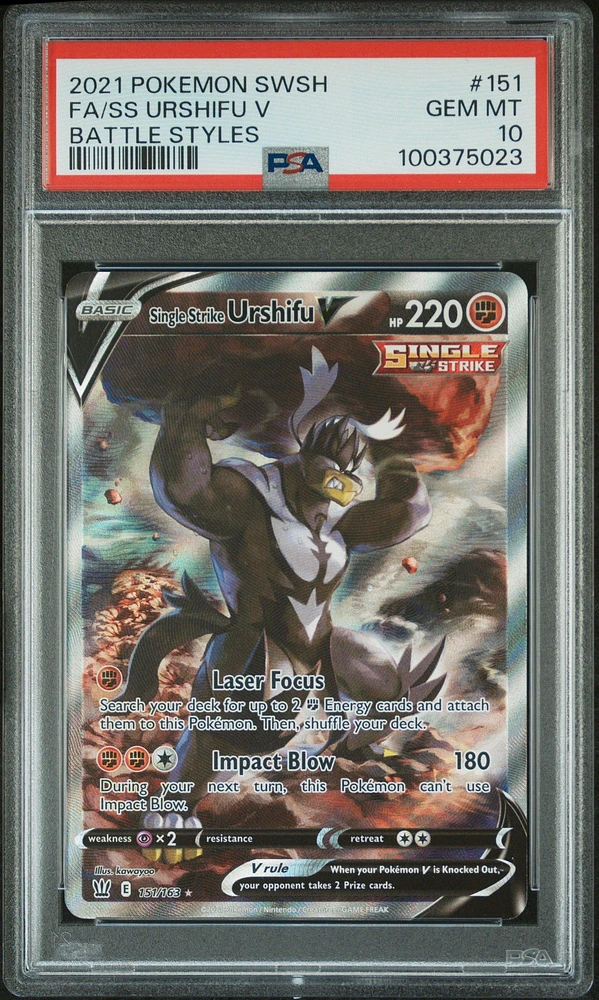 2021 Pokemon Sword & Shield Battle Styles Full Art/single Strike Urshifu V PSA