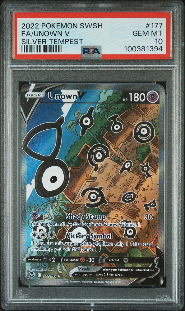 2022 Pokemon Sword & Shield Silver Tempest Full Art/unown V PSA