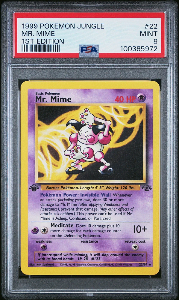 1999 Pokemon Jungle 22 Mr. Mime 1st Edition PSA