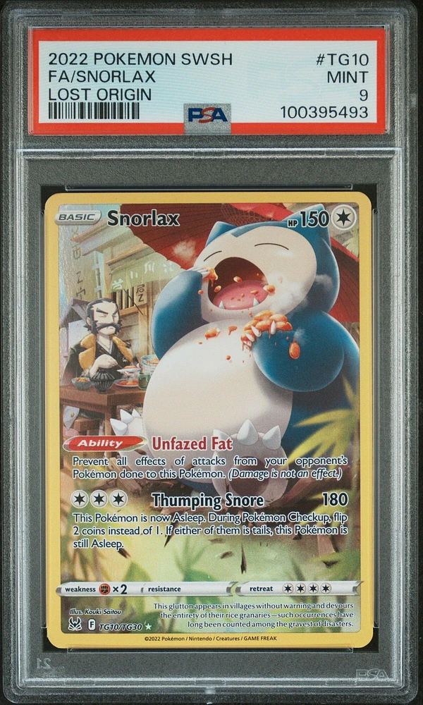 2022 Pokemon Sword & Shield Lost Origin Tg10 Full Art/snorlax PSA