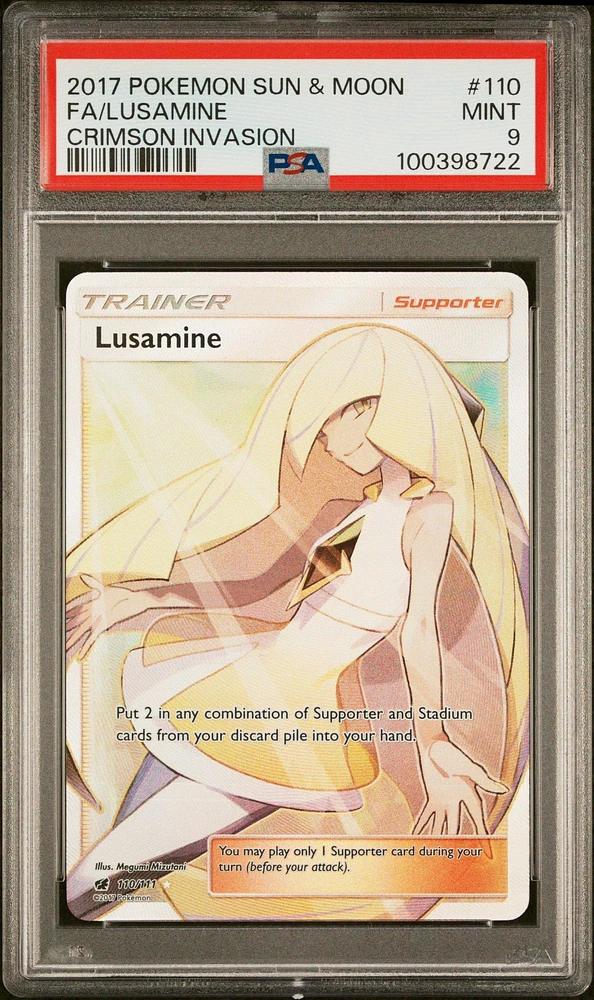 2017 Pokemon Sun & Moon Crimson Invasion 110 Full Art/lusamine PSA