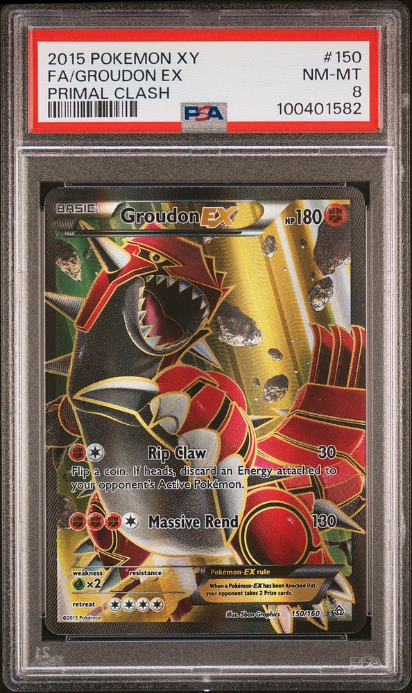 2015 Pokemon Xy Primal Clash 150 Full Art/groudon Ex PSA 8