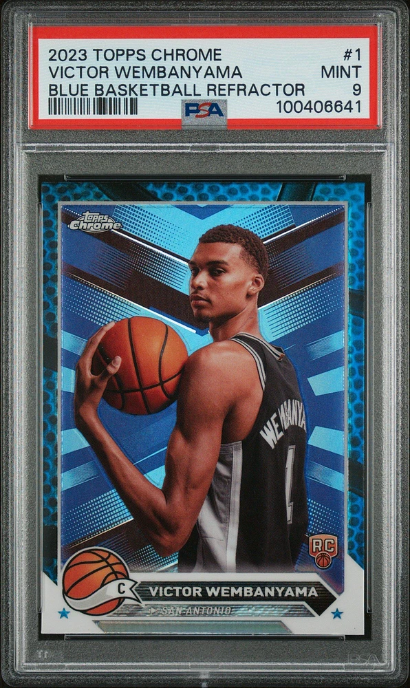 2023 Topps Chrome 1 Victor Wembanyama Basketball Refractor PSA