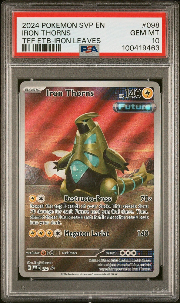 2024 Pokemon Svp En-sv Black Star Promo 098 Iron Thorns Temporal Forces Elite Trainer Box-iron Leaves PSA