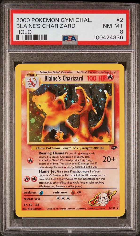 2000 Pokemon Gym Challenge 2 Blaine's Charizard Holo PSA