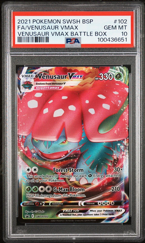 2021 Pokemon Swsh Black Star Promo 102 Full Art/venusaur Vmax Venusaur Vmax Battle Box PSA