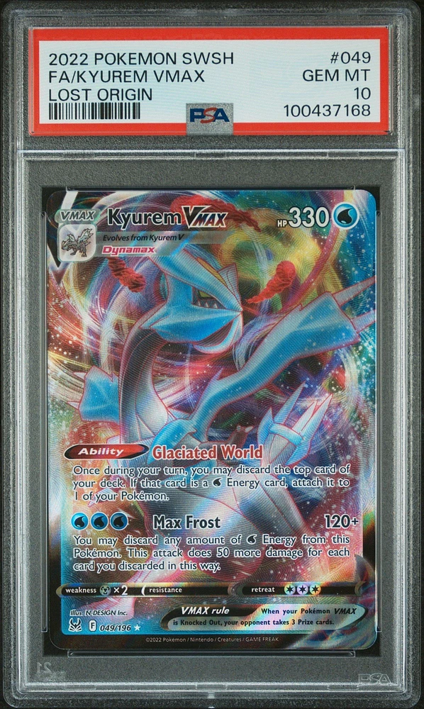 2022 Pokemon Sword & Shield Lost Origin 049 Full Art/kyurem Vmax PSA