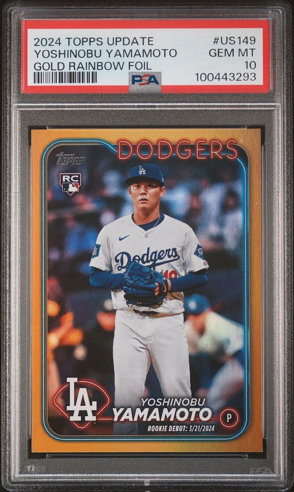 2024 Topps Update Us149 Yoshinobu Yamamoto Gold Rainbow Foil PSA 10