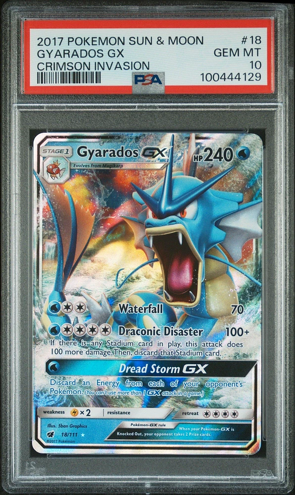2017 Pokemon Sun & Moon Crimson Invasion 18 Gyarados Gx PSA