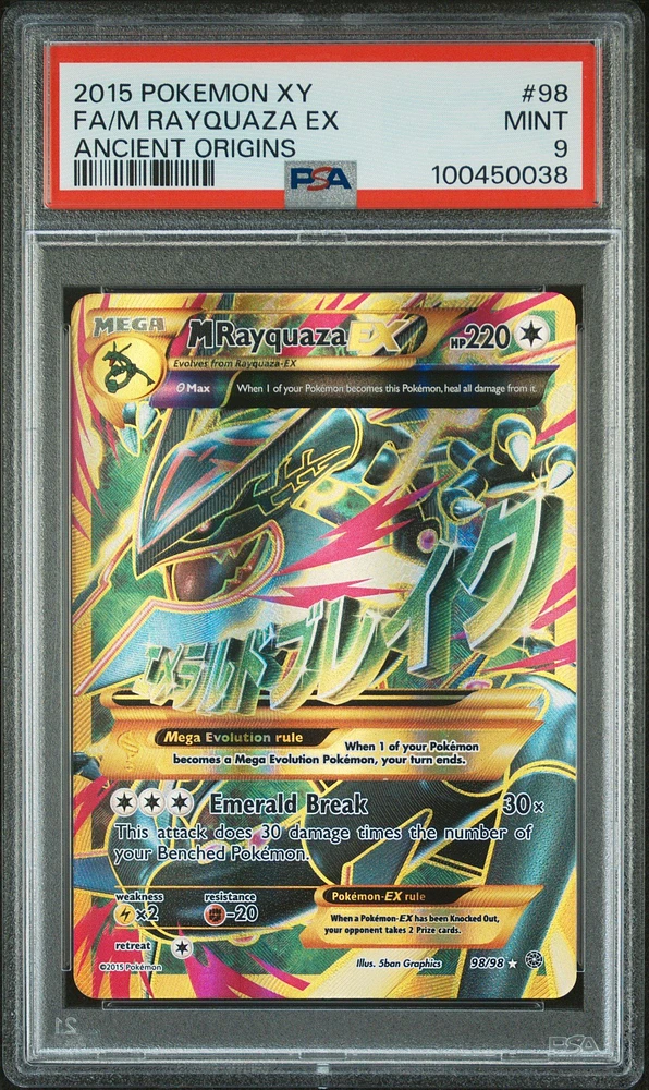 2015 Pokemon Xy Ancient Origins 98 Full Art/m Rayquaza Ex PSA