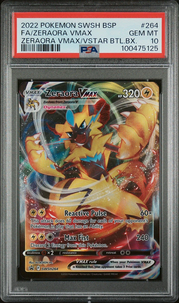 2022 Pokemon Swsh Black Star Promo 264 Full Art/zeraora Vmax Zeraora Vmax & Vstar Battle Box PSA 10