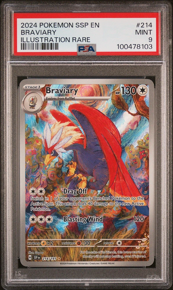 2024 Pokemon Ssp En-surging Sparks 214 Braviary Illustration Rare PSA