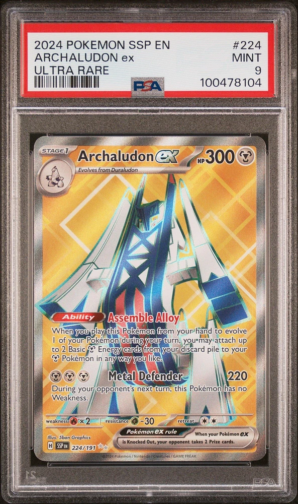 2024 Pokemon Ssp En-surging Sparks 224 Archaludon Ex Ultra Rare PSA