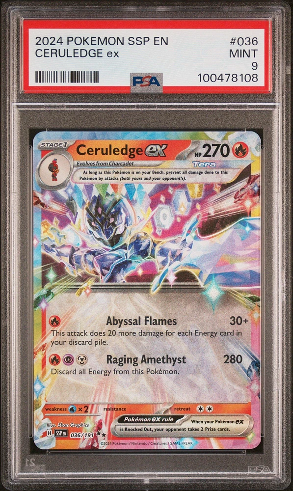 2024 Pokemon Ssp En-surging Sparks 036 Ceruledge Ex PSA