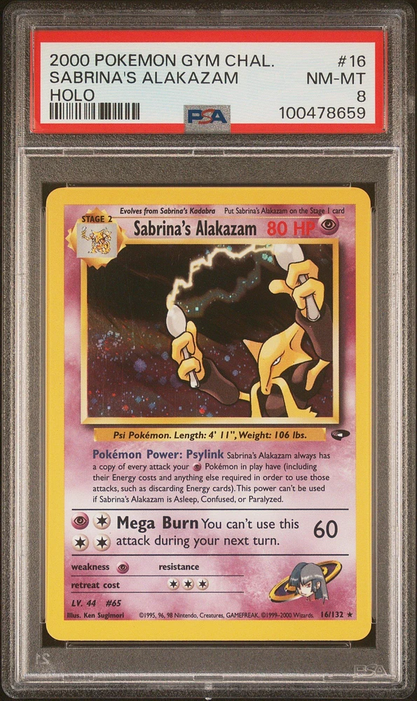 2000 Pokemon Gym Challenge 16 Sabrina's Alakazam Holo PSA
