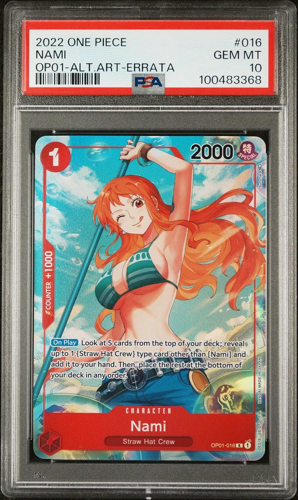 2022 One Piece Romance Dawn 016 Nami Alternate Art-errata PSA