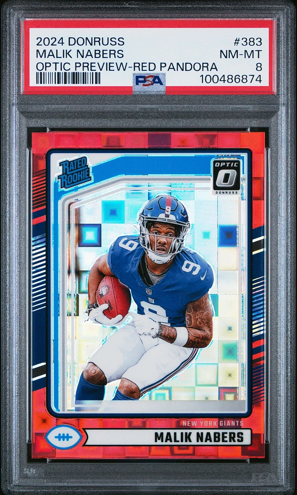 2024 Panini Donruss 383 Malik Nabers Optic Preview-red Pandora PSA