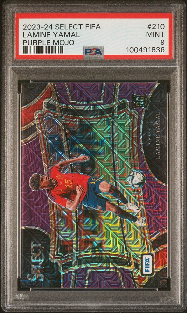 2023-24 Panini Select Fifa 210 Lamine Yamal Purple Mojo PSA 9