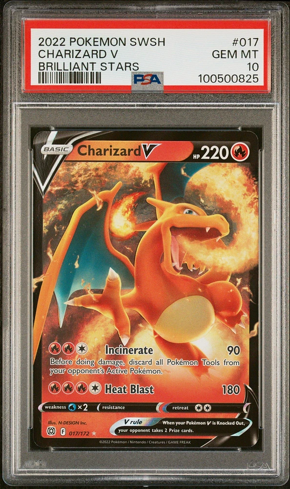 2022 Pokemon Sword & Shield Brilliant Stars 017 Charizard V PSA
