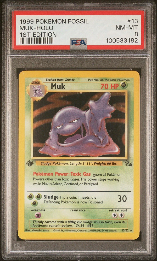 1999 Pokemon Fossil 13 Muk-holo 1st Edition PSA