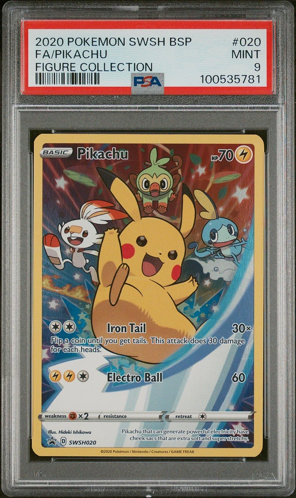 2020 Pokemon Swsh Black Star Promo 020 Full Art/pikachu Figure Collection PSA