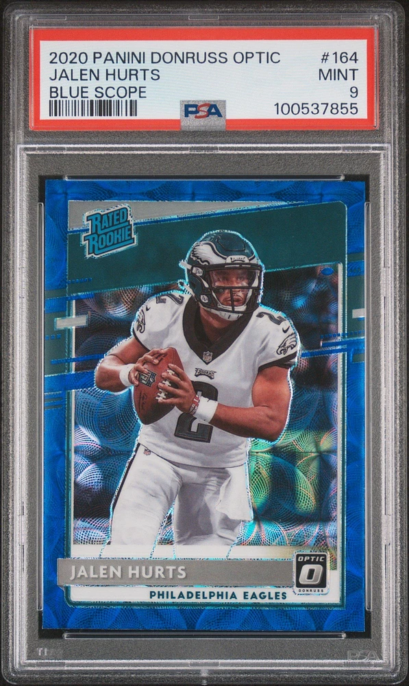 2020 Panini Donruss Optic 164 Jalen Hurts Blue Scope PSA