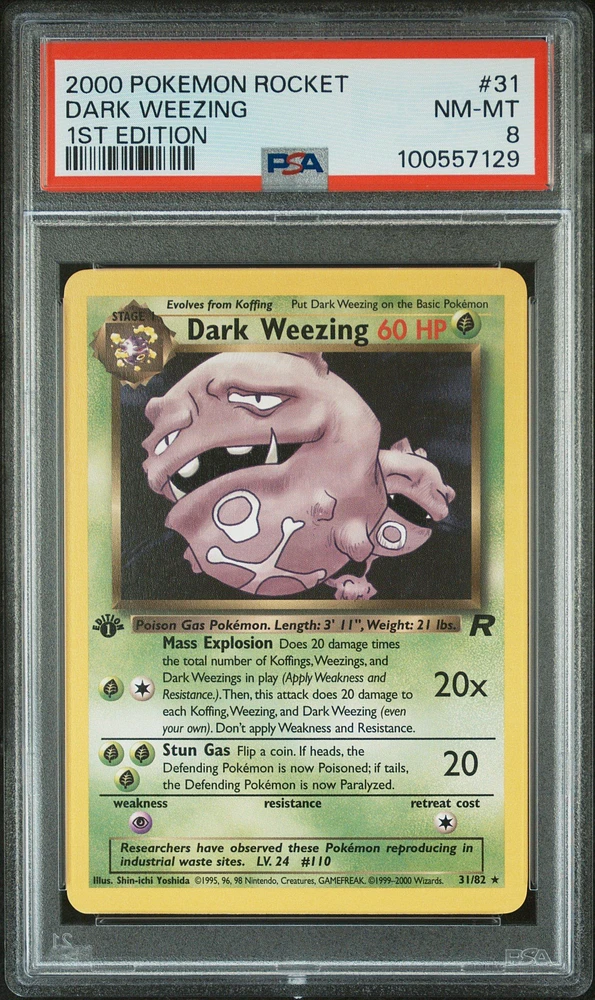 2000 Pokemon Rocket 31 Dark Weezing 1st Edition PSA