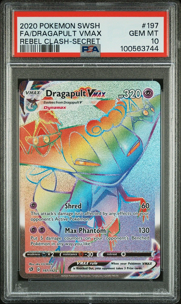 2020 Pokemon Sword & Shield Rebel Clash 197 Full Art/dragapult Vmax Secret PSA