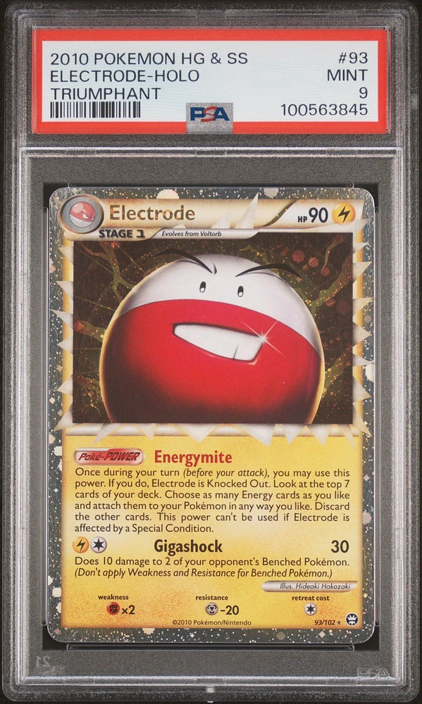 2010 Pokemon Heartgold & Soulsilver Triumphant 93 Electrode-holo PSA