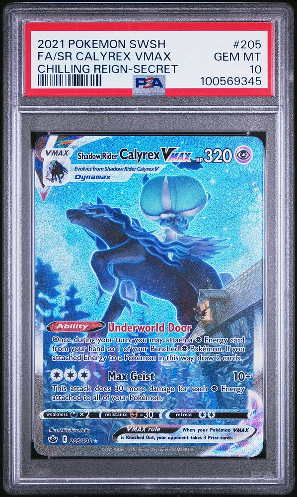 2021 Pokemon Sword & Shield Chilling Reign Full Art/shadow Rider Calyrex Vmax Secret PSA