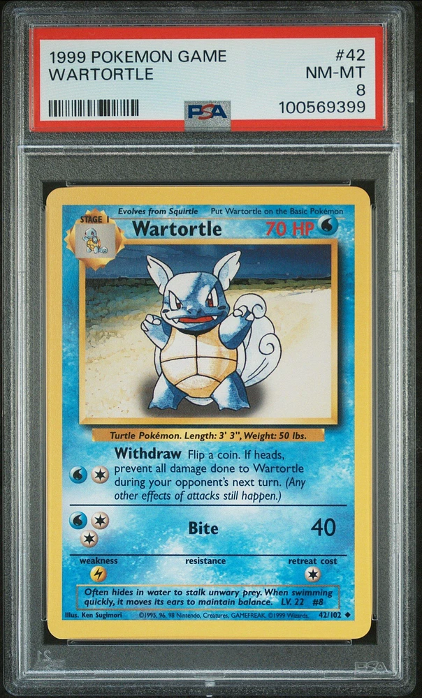 1999 Pokemon Game 42 Wartortle PSA