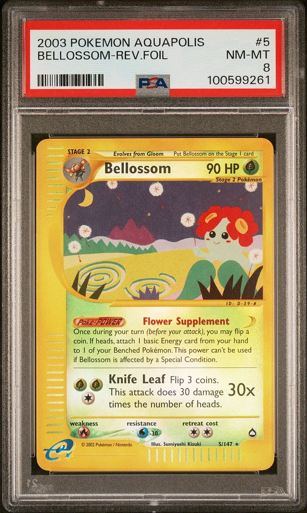 2003 Pokemon Aquapolis 5 Bellossom-reverse Foil PSA 8