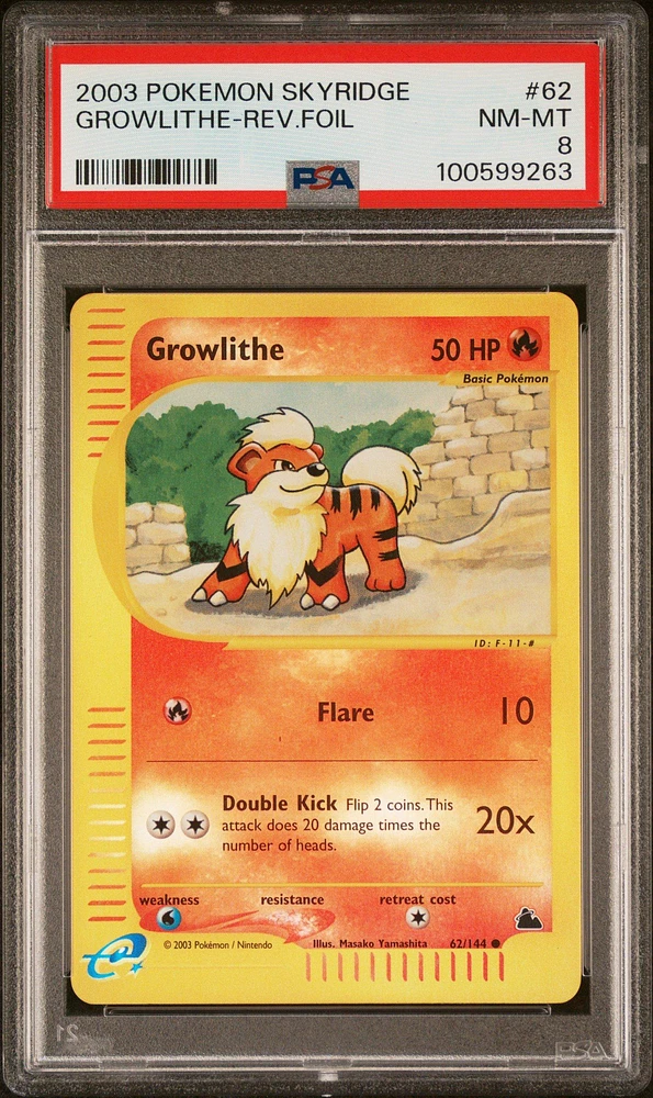 2003 Pokemon Skyridge 62 Growlithe-reverse Foil PSA