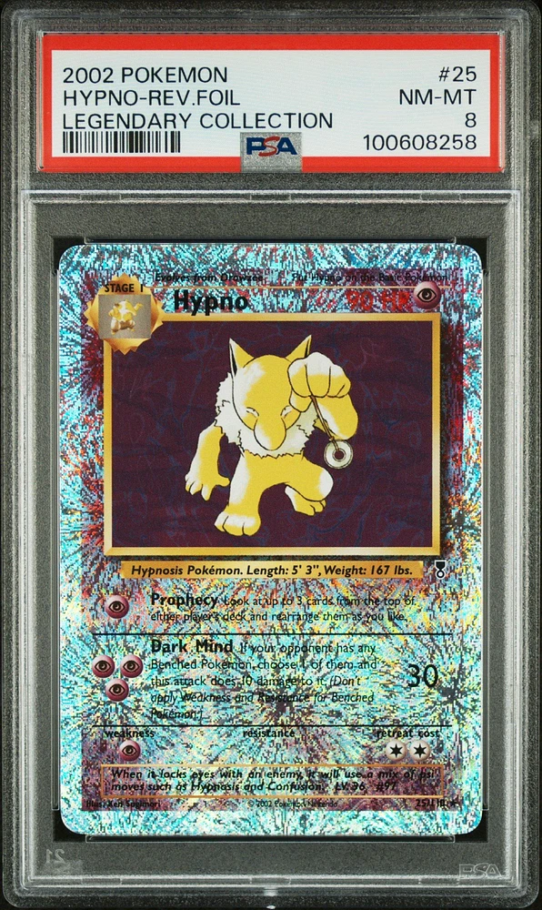 2002 Pokemon Legendary Collection 25 Hypno-reverse Foil PSA 8