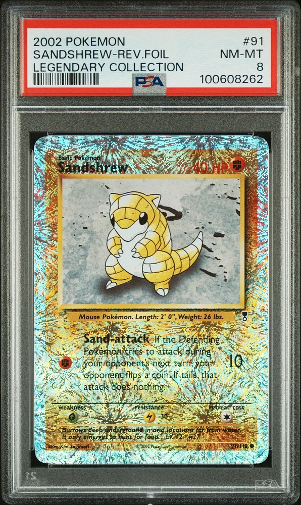 2002 Pokemon Legendary Collection 91 Sandshrew-reverse Foil PSA 8