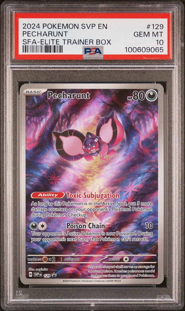 2024 Pokemon Svp En-sv Black Star Promo 129 Pecharunt Shrouded Fable Elite Trainer Box PSA