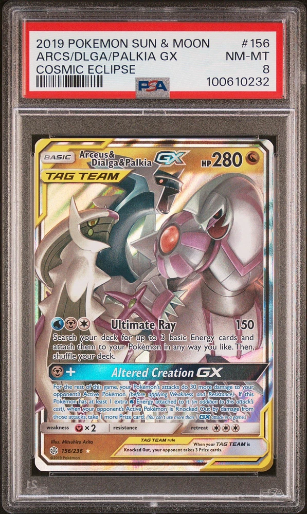 2019 Pokemon Sun & Moon Cosmic Eclipse 156 Arceus & Dialga & Palkia Gx PSA