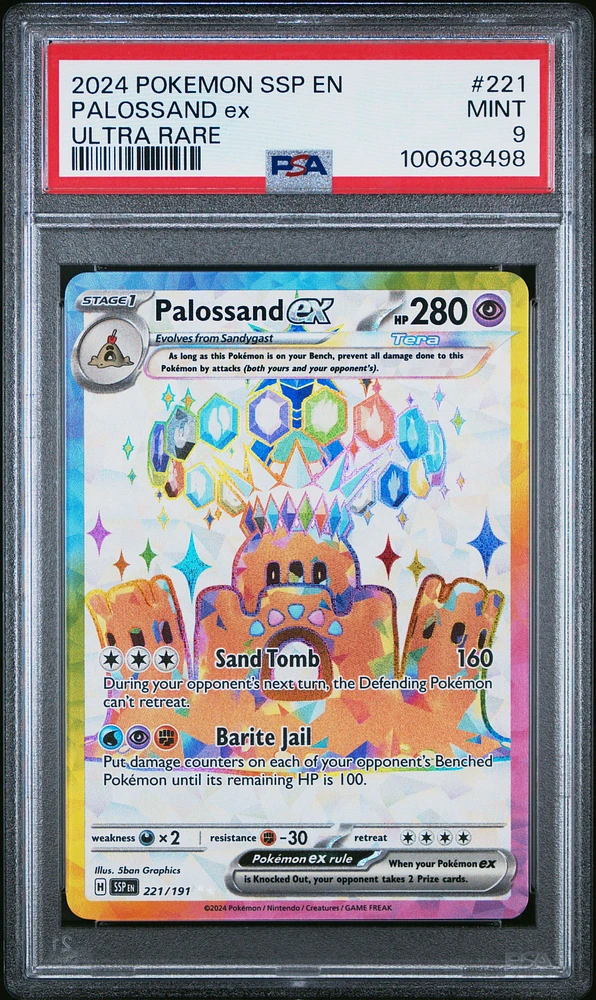 2024 Pokemon Ssp En-surging Sparks 221 Palossand Ex Ultra Rare PSA