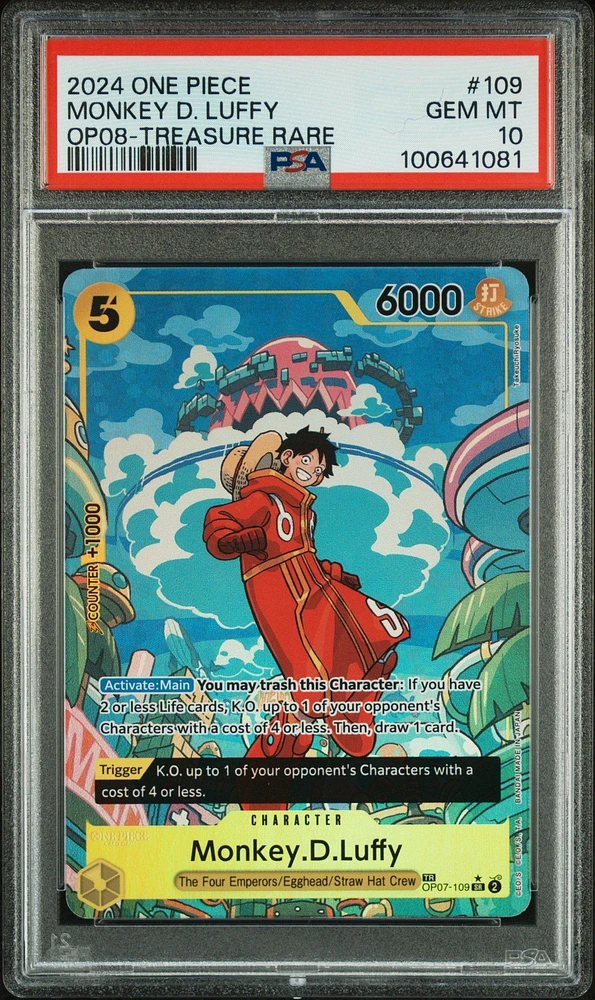 2024 One Piece Two Legends 109 Monkey D. Luffy Treasure Rare PSA 10
