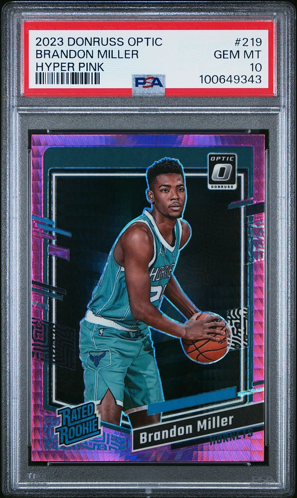 2023 Panini Donruss Optic 219 Brandon Miller Hyper Pink PSA 10